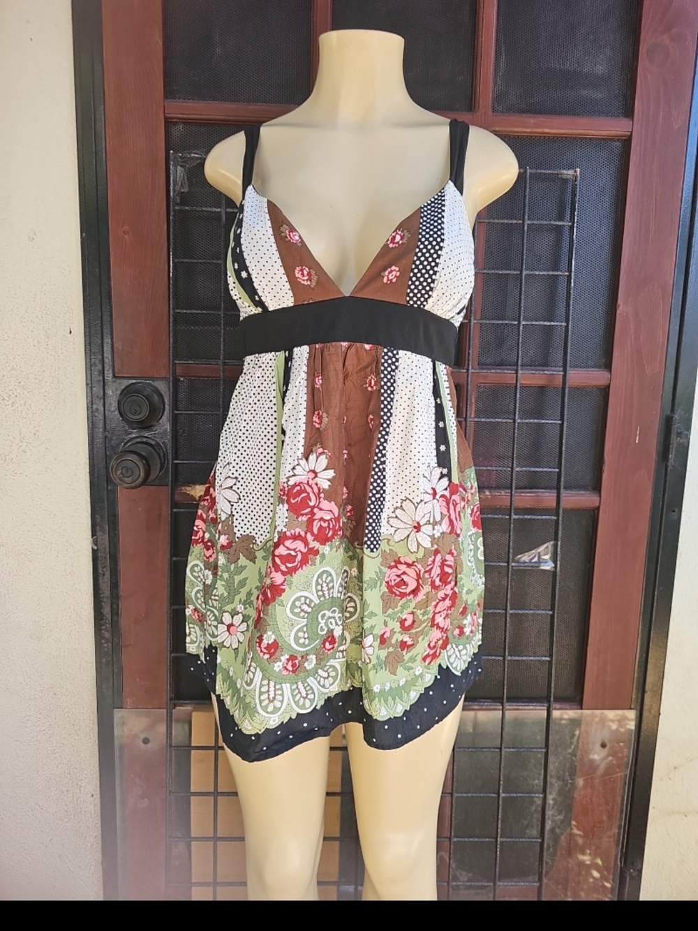 Speechless Black and White Polka Dot Babydoll Tank